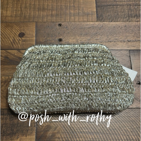 Anthropologie Metallic Crochet Clutch, NWT - Picture 7 of 8
